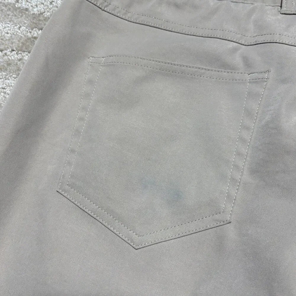 Peter Millar Performance Golf Pants Chino Men's 38X32 Flat Front Beige Khaki